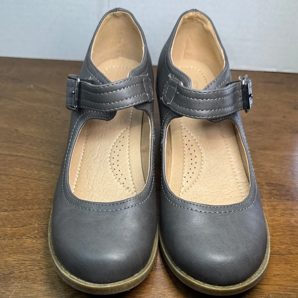 JG JGoods Vionic Womens Radia Gray Wedge Mary Jane Heels Shoes Gray, sz 7